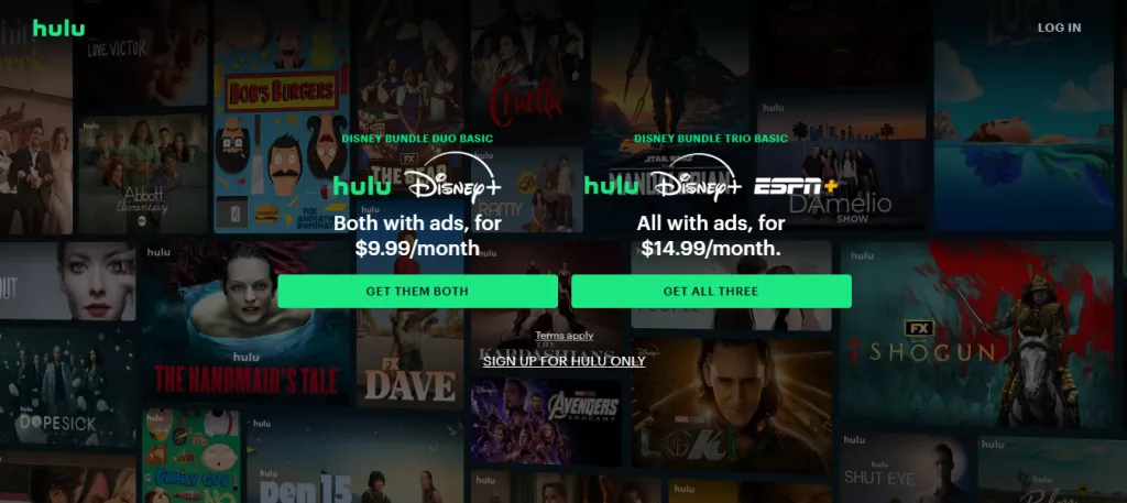 Hulu website screenshot