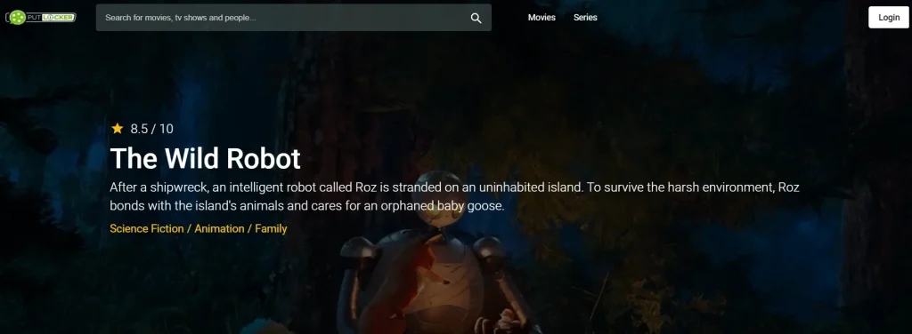PutLocker website screenshot