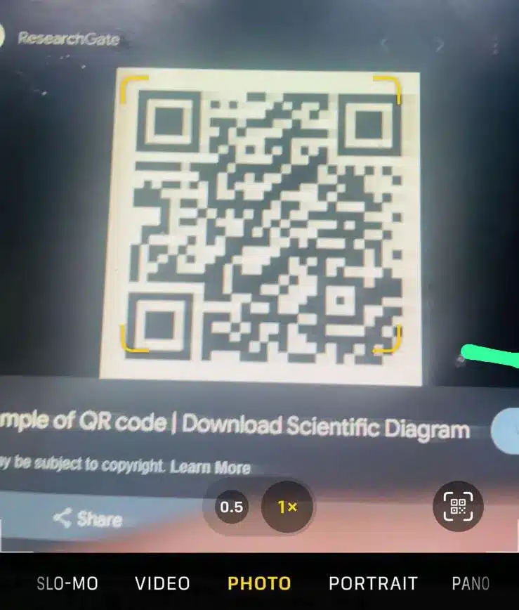 Make sure that the whole QR code is fit into the frame.