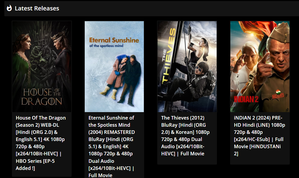 latest category of  HDHuB4u webpage screenshot by stuffablog