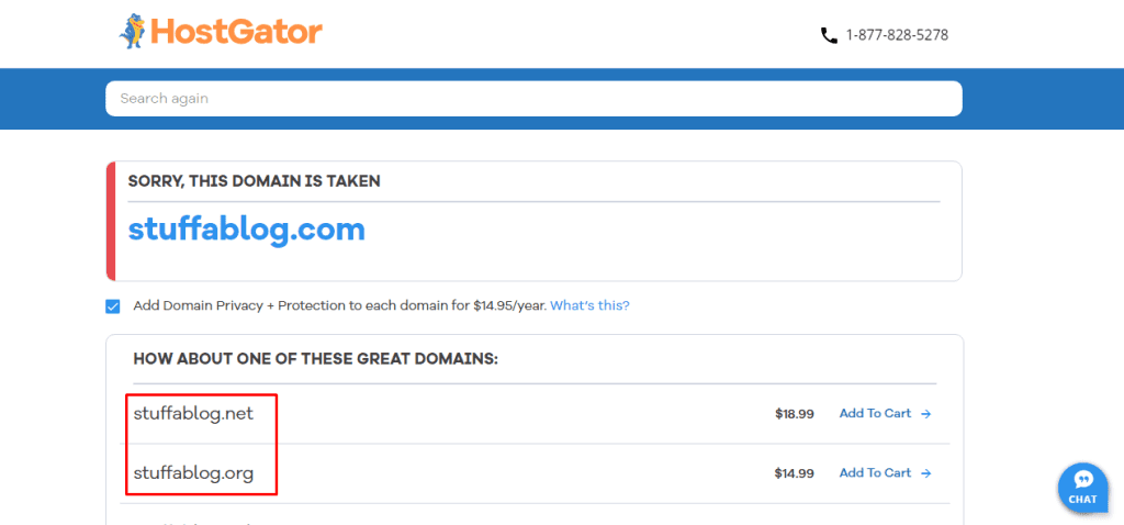 HostGator Domain Search