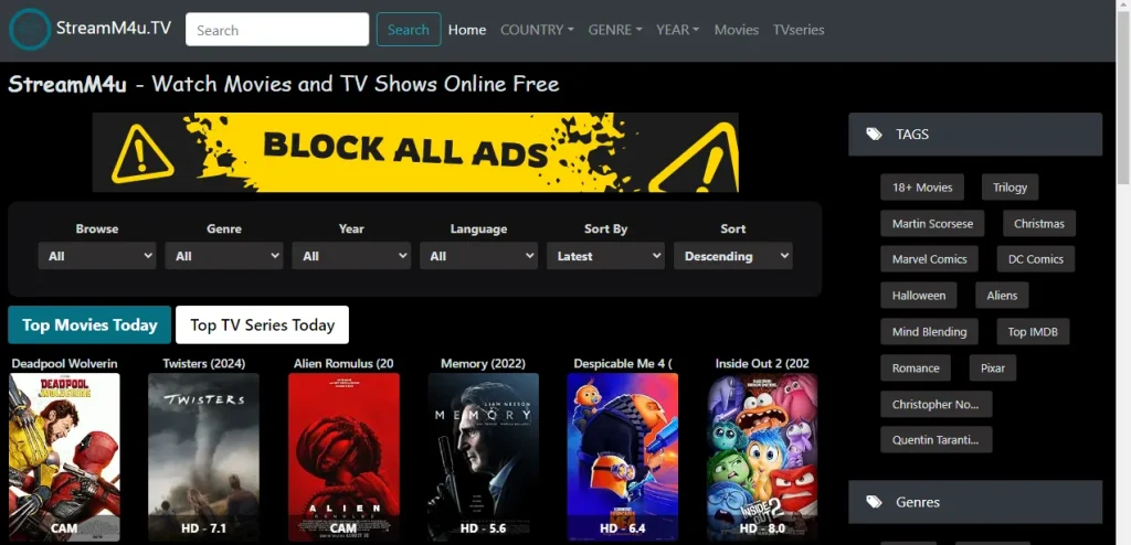 Stream4u home page screenshot by stuffablog