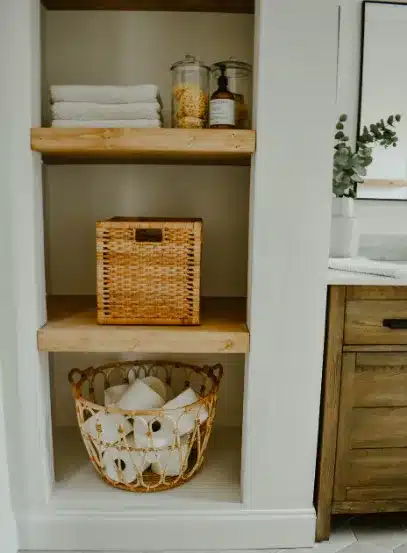 Make an open shelving Smart Bathroom Storage Ideas