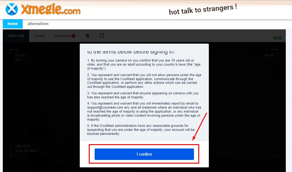 click on “I Confirm”