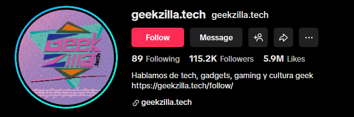 geekzilla tiktok profile account screenshot by stuffablog