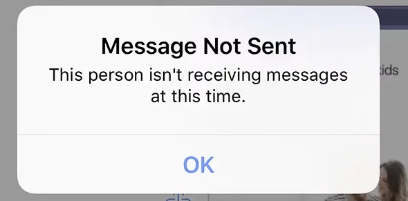 Message Not Sent - A sign that user have blocked you on facebook