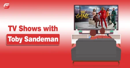 Illustration of people watching TV with text reading TV Shows with Toby Sandeman