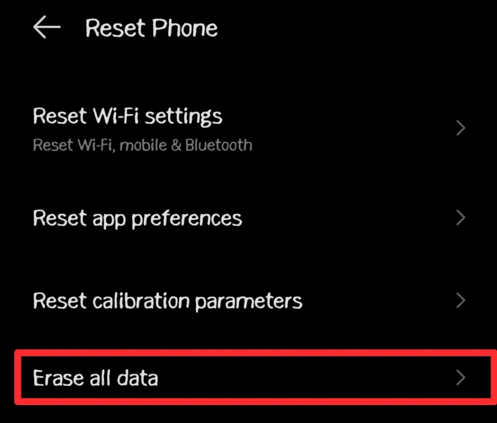 Erase All Data