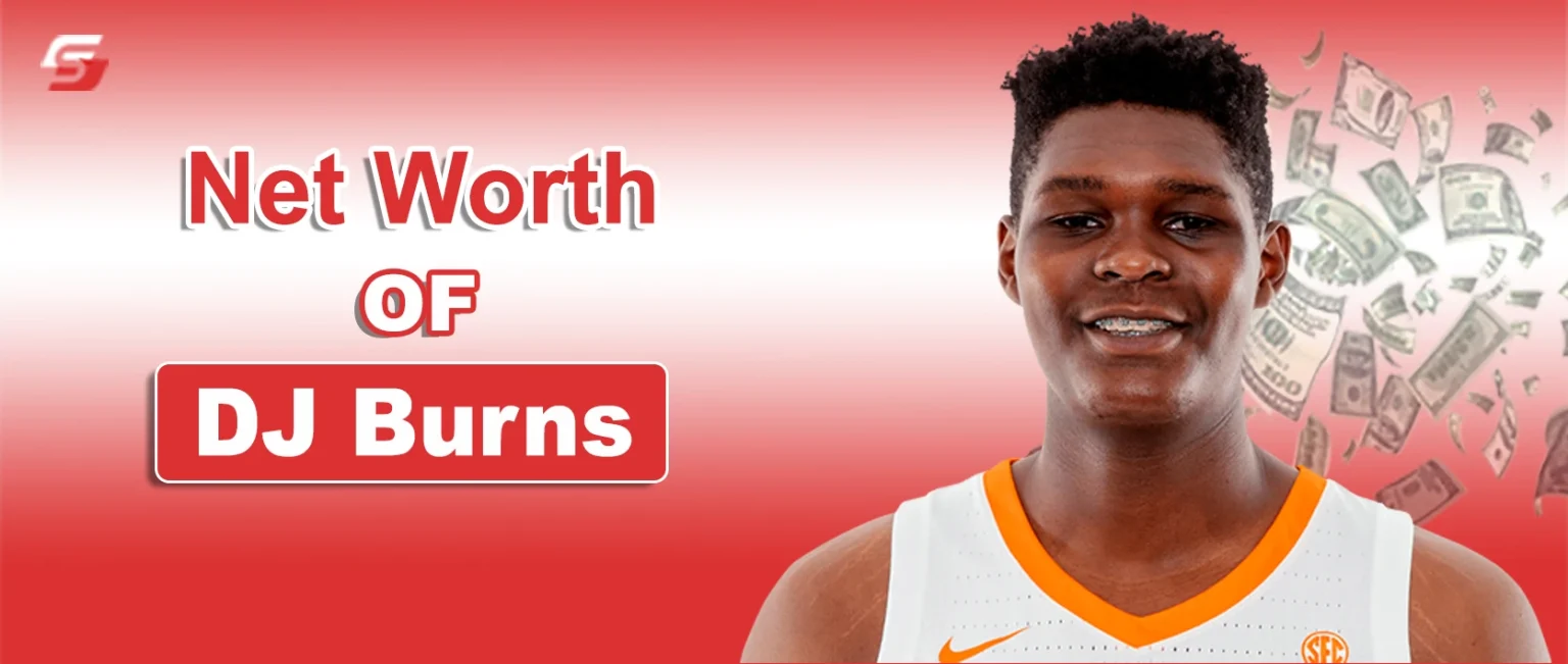 Portrait of DJ Burns wearing NC State basketball shirt.