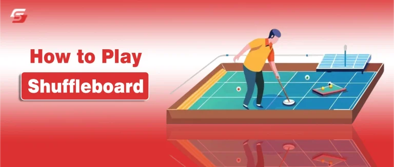 playing shuffleboard on a wooden table, sliding pucks toward scoring zones during a casual game.