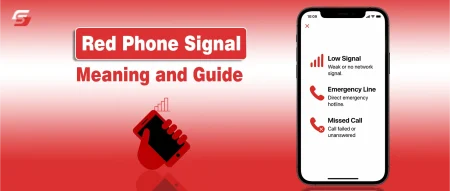 Red phone signal icon on smartphone screen indicating network or SIM error on Android and iPhone.