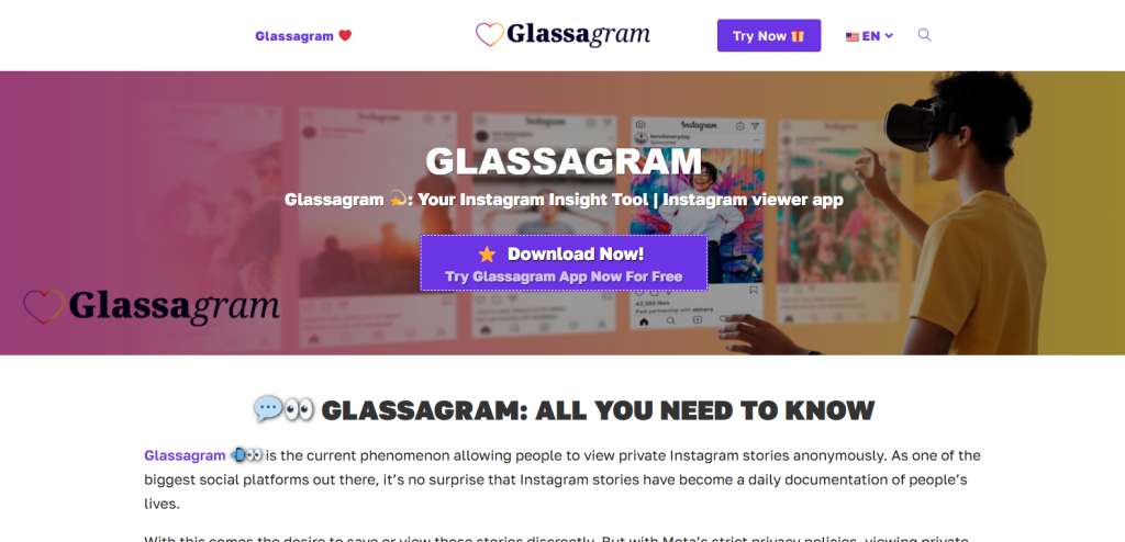Screenshot from glassgram.co