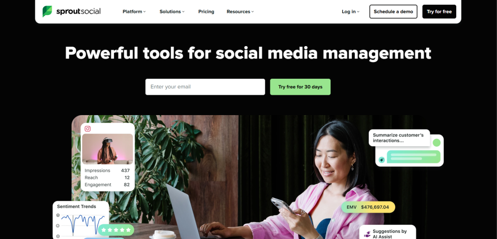 Screenshot from Sproutsocial.com