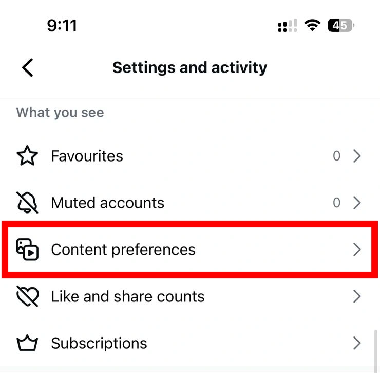 Image of Click Content Preferences