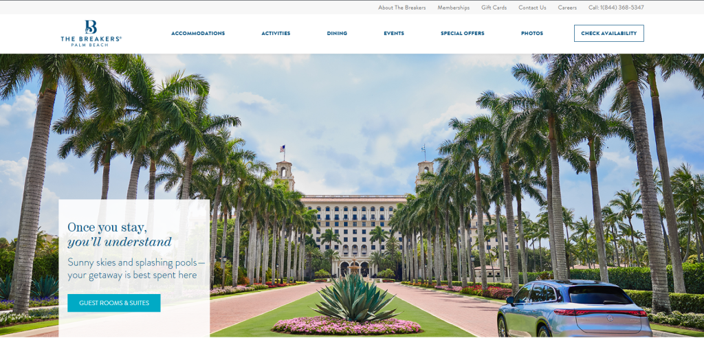 The breakers palm beach in US showing by the screenshot from website