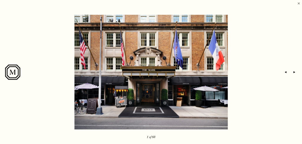 the markhotel wesbite screenshot showing hotel building