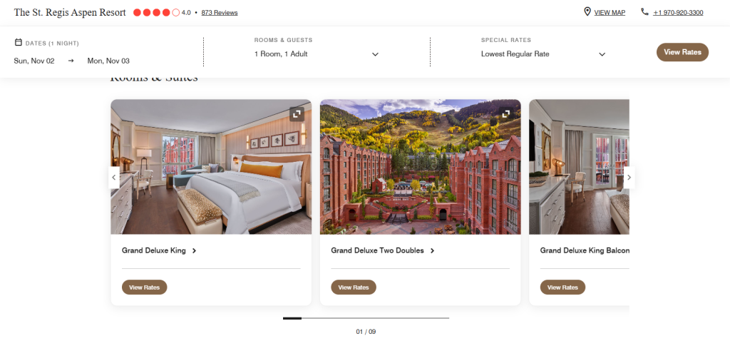 screenshot of website showing marriot hotel in us