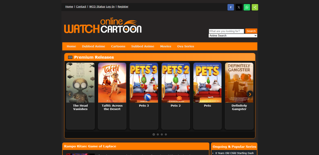 Wcoflix homepage screenshot taken by stuffablog