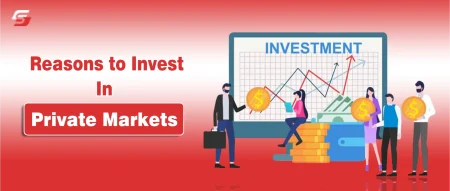 Investor analyzing private market opportunities with growth charts and portfolio documents on desk.