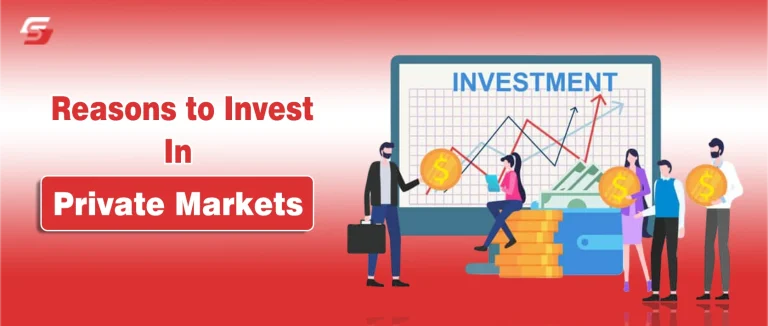 Investor analyzing private market opportunities with growth charts and portfolio documents on desk.