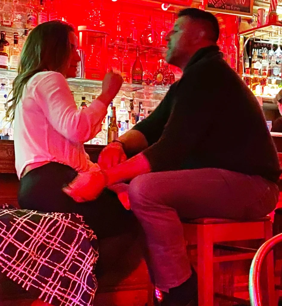 Mike Vrabel and Dianna Russini in NYC bar in 2020
