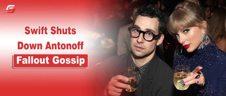 Taylor Swift and Jack Antonoff pictured together for a news story about shutting down fallout rumors.